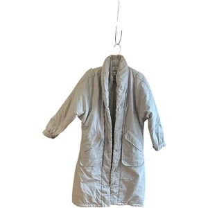 J. Gallery petite gray vintage puffer overcoat poly cotton snap zipper closure S